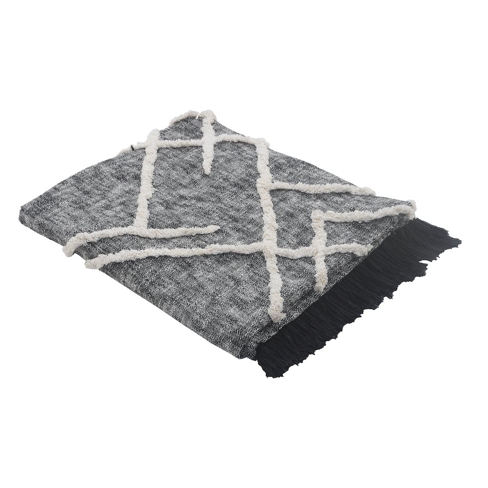 Coverlet Cotton in Black/Ivory 96” x 108”. Picture 2