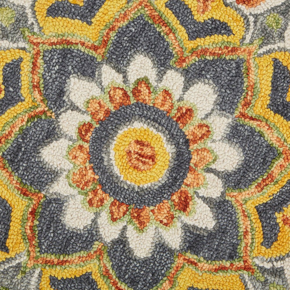 Dazzle Wool Area Rug Indoor in Gray/Yellow, 6' Round. Picture 2