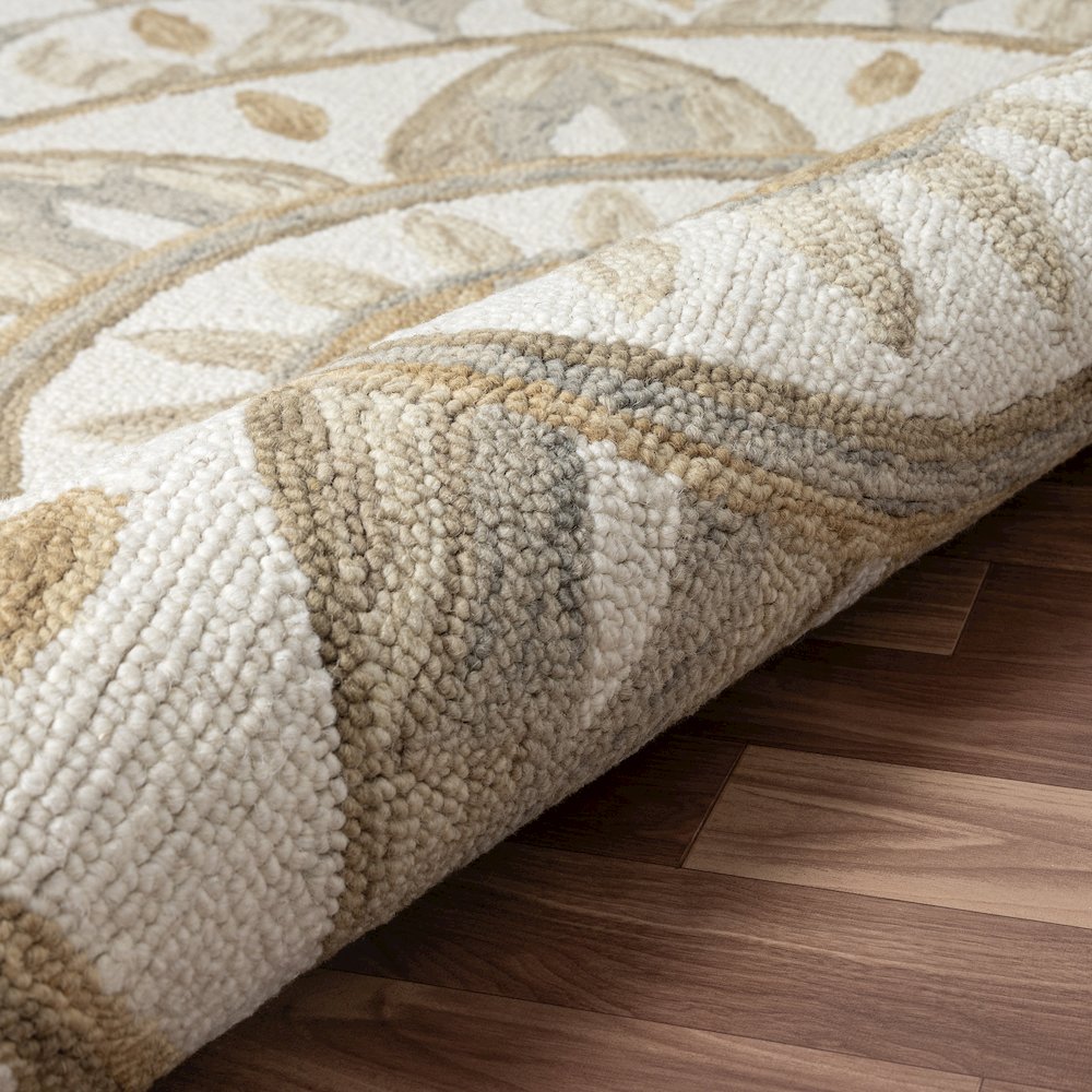 Dazzle Wool Area Rug Indoor in Ivory/Brown, 6' Round. Picture 4