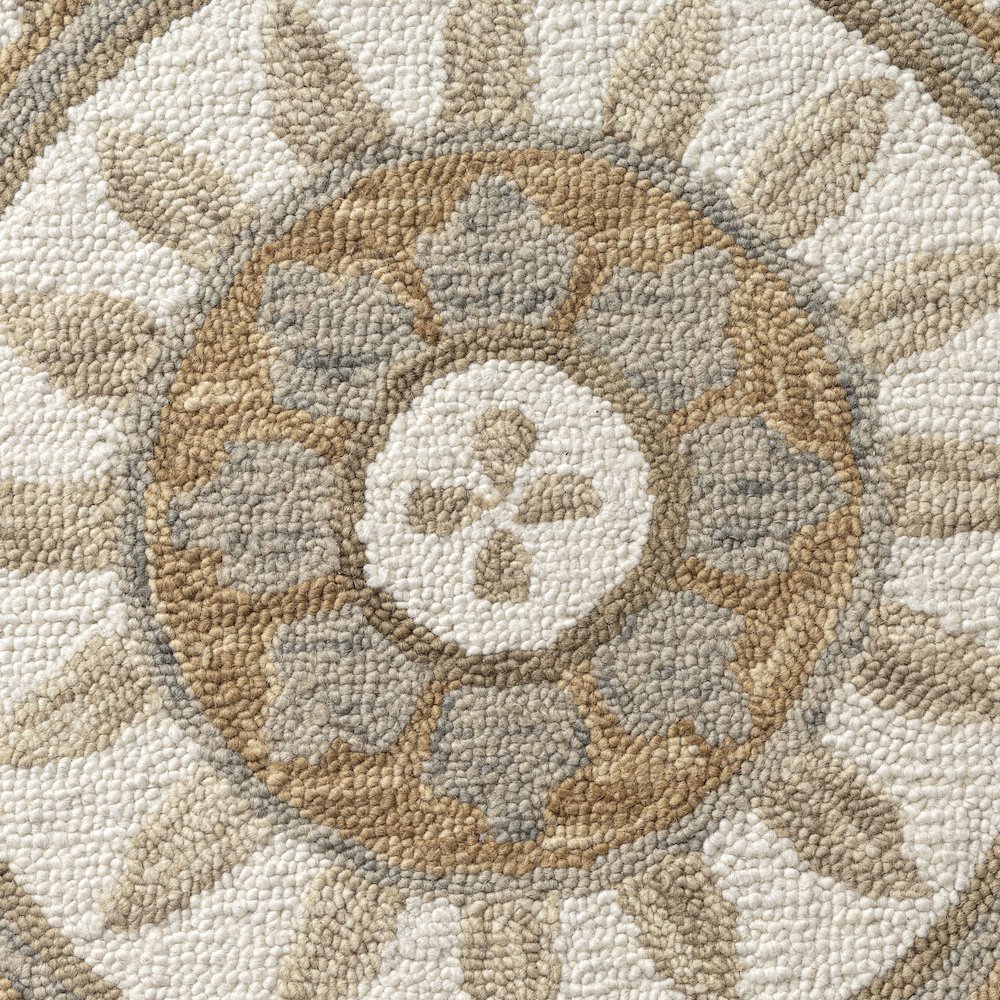 Dazzle Wool Area Rug Indoor in Ivory/Brown, 5' Round. Picture 6