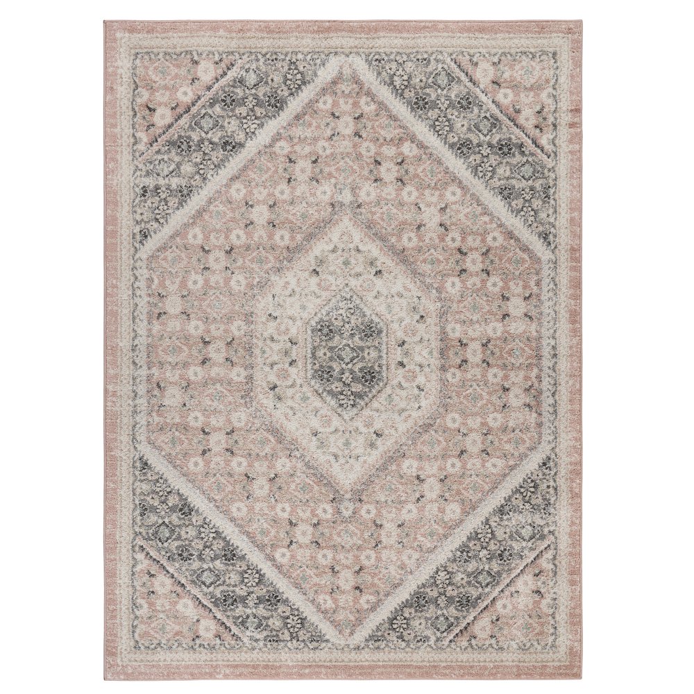 Dune Durable Performance Area Rug Indoor in Pink/Cream, 5'2" x 7'2". Picture 1