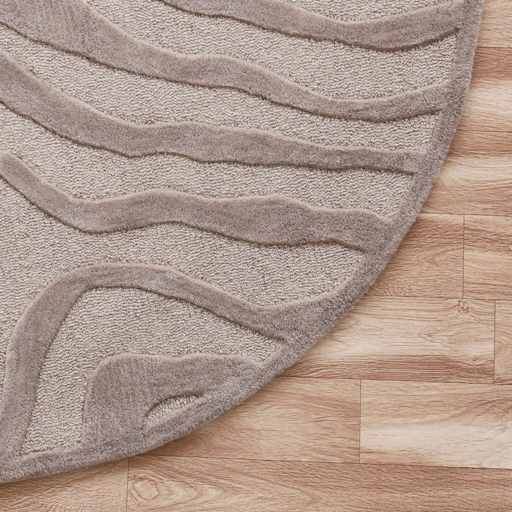 Fashion Wool Area Rug Indoor in Beige/Gray, 8' Round. Picture 7