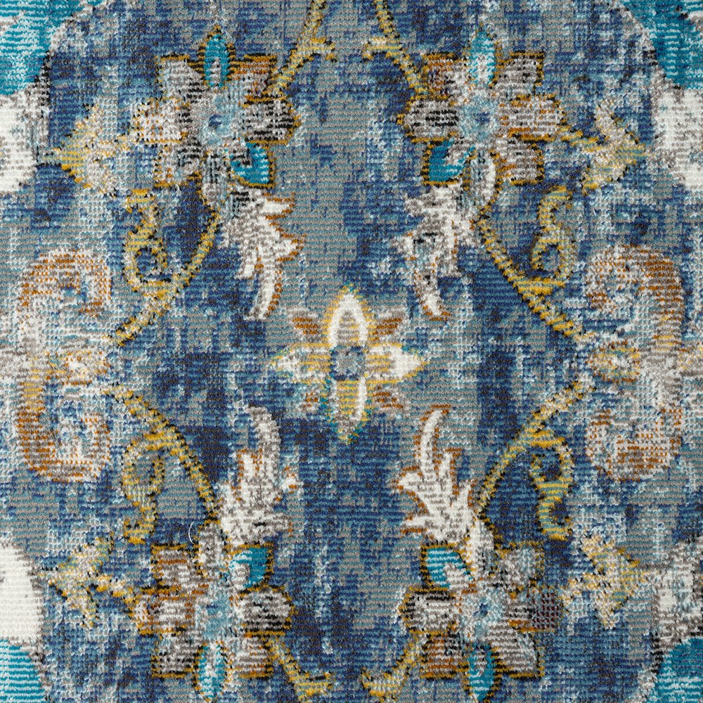 Gala Durable Performance Area Rug Indoor in Blue/Multicolored, 7'6" Round. Picture 6
