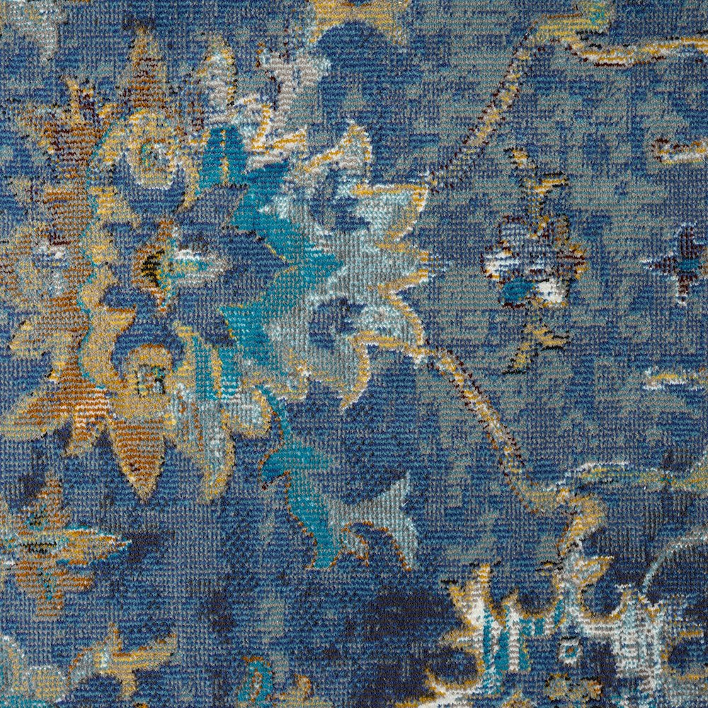 Gala Durable Performance Area Rug Indoor in Blue/Multicolored, 7'6" Round. Picture 6