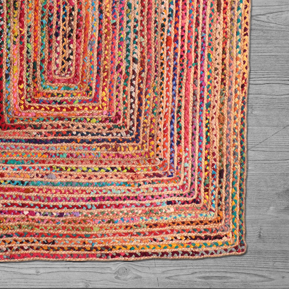 Havana Cotton Blend Area Rug Indoor in Tan/Multicolored, 5' Round. Picture 4