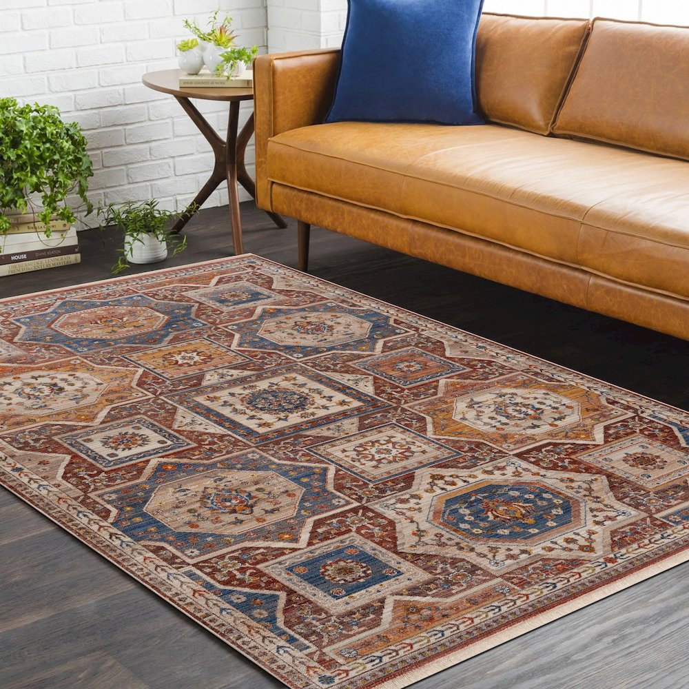 Holi Durable Performance Area Rug Indoor in Red/Ivory, 9' x 12'. Picture 7