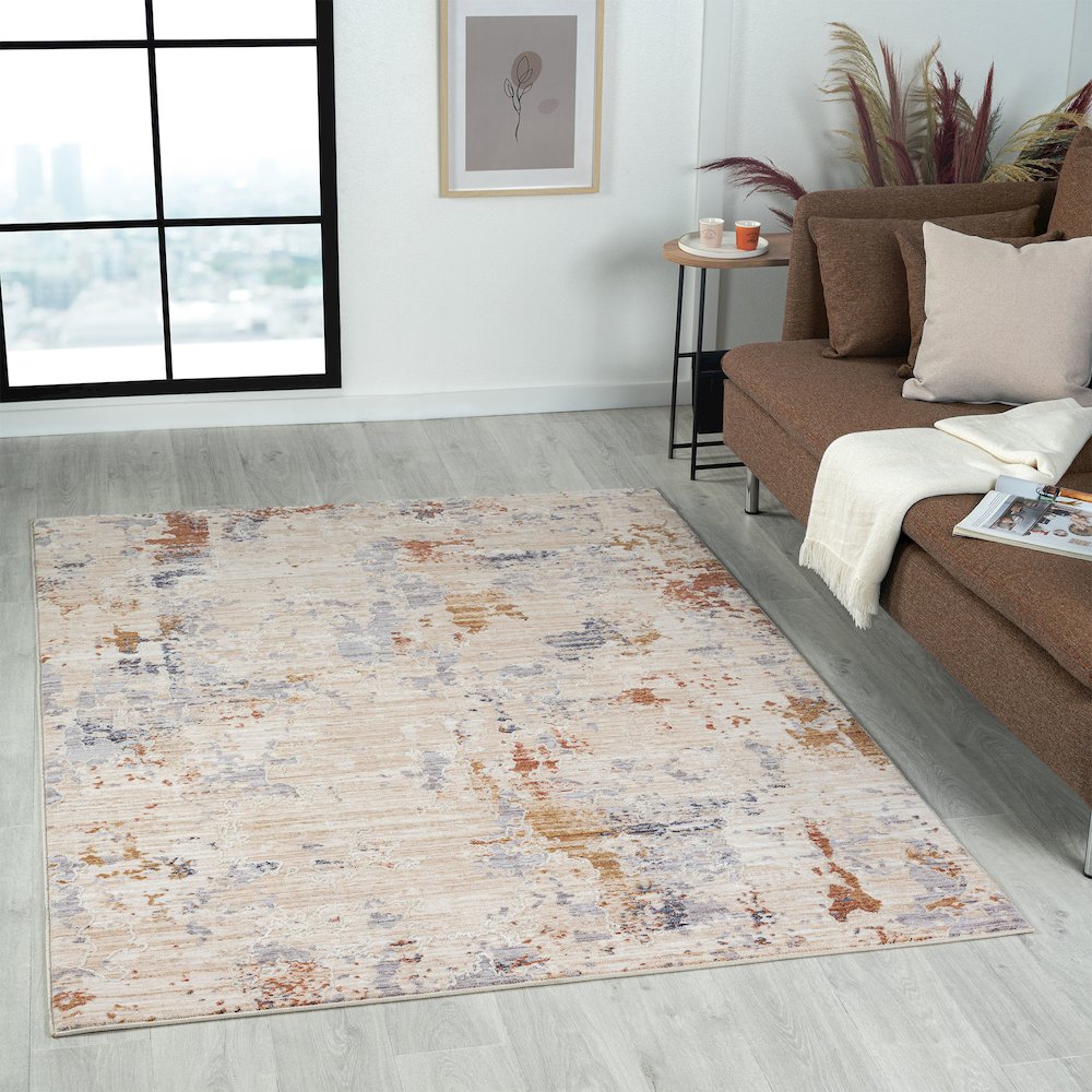 Lancaster Performance Blend Area Rug Indoor in Beige/Red, 7'9" X 9'9". Picture 2