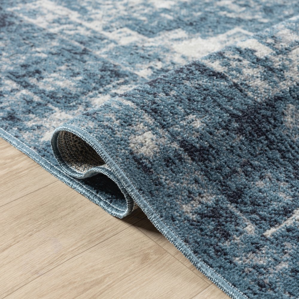 Lanham Durable Performance Area Rug Indoor in Blue/Ivory, 5' x 7'. Picture 4
