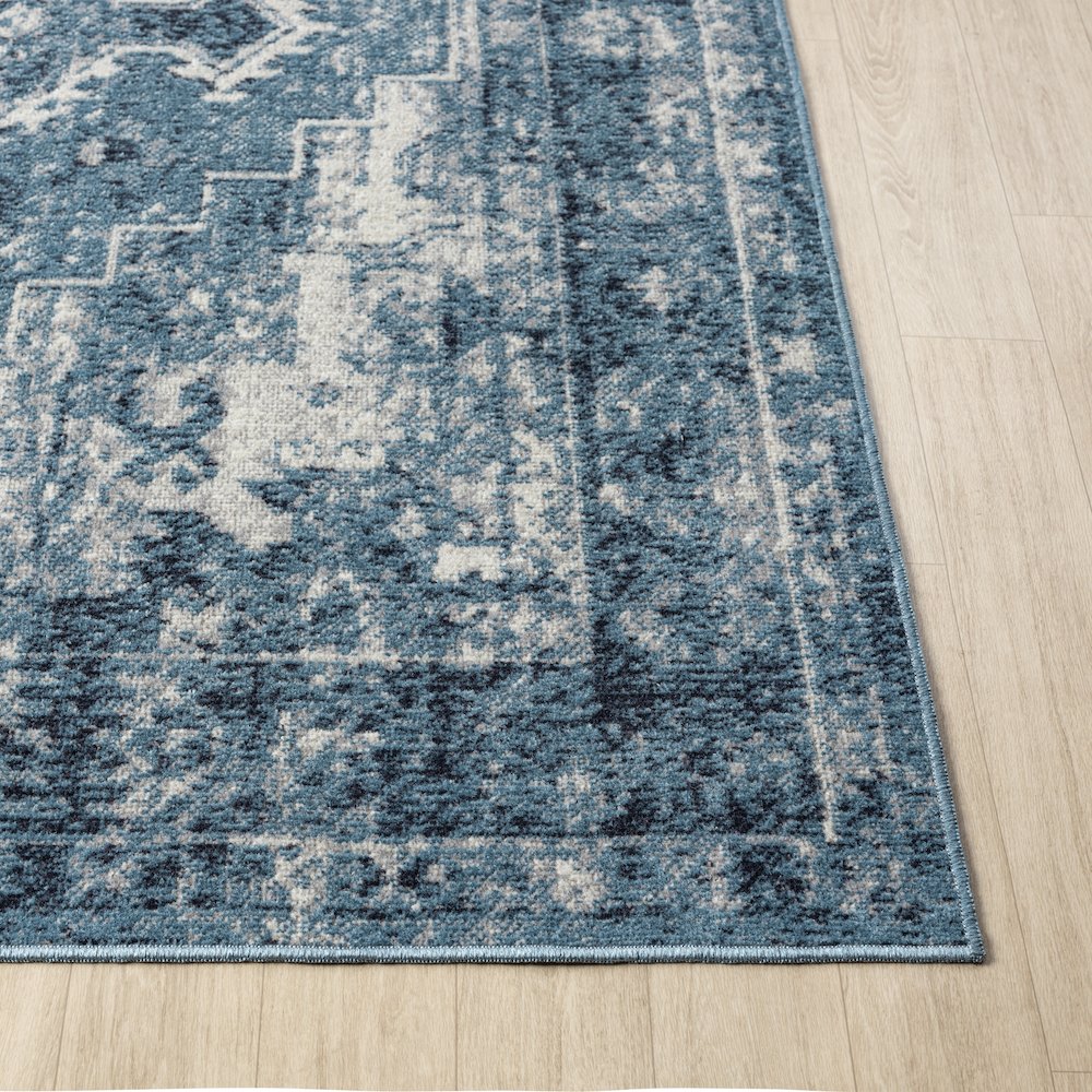 Lanham Durable Performance Area Rug Indoor in Blue/Ivory, 5' x 7'. Picture 5