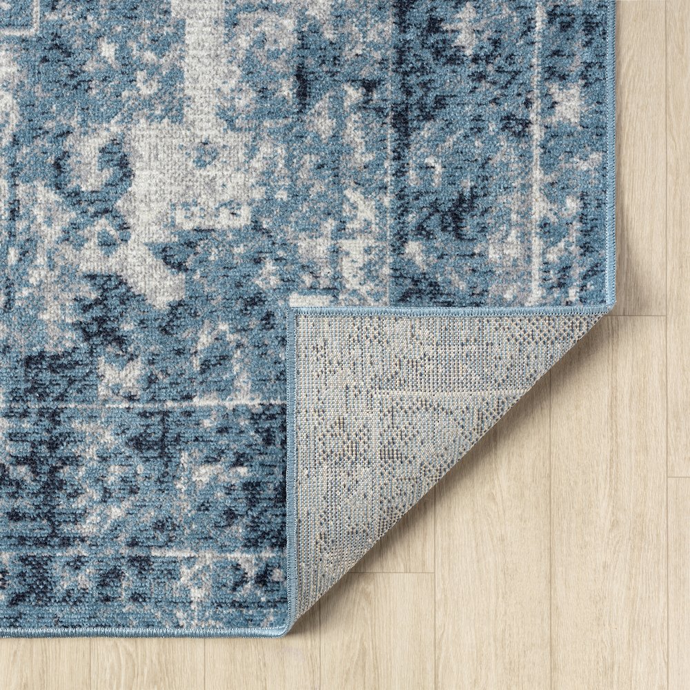 Lanham Durable Performance Area Rug Indoor in Blue/Ivory, 5' x 7'. Picture 6