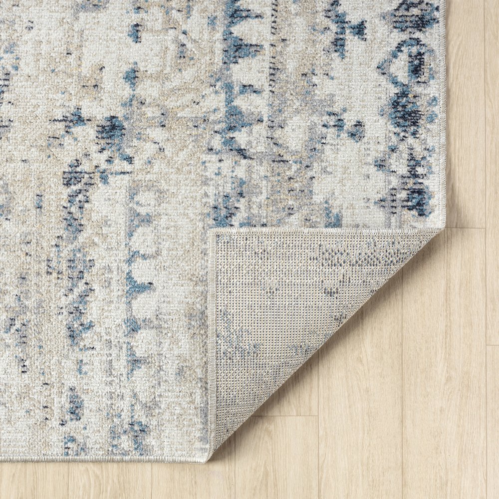 Lanham Durable Performance Area Rug Indoor in Ivory/Blue, 5' x 7'. Picture 6