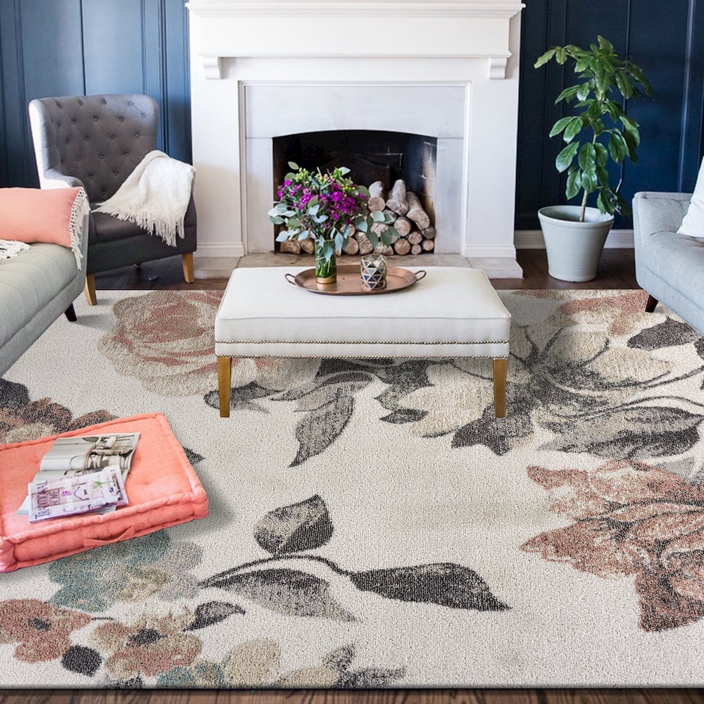 Meadow Durable Performance Area Rug Indoor in Gray/Multicolored, 7'9" x 9'5". Picture 2