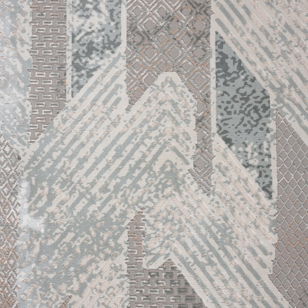 Michelle Durable Performance Area Rug Indoor in Blue/Cream, 5'3" x 7'3". Picture 2