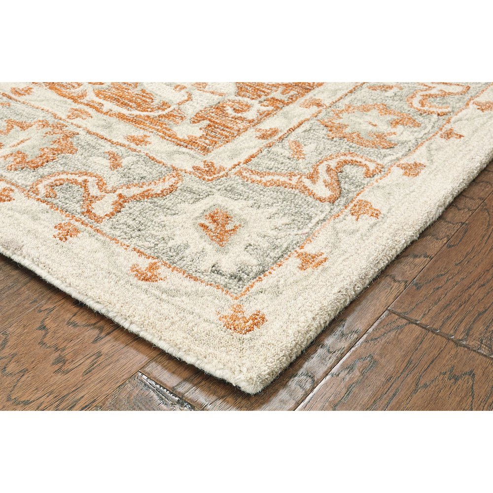 Modern Traditions Wool Area Rug Indoor in Orange/Gray, 9' x 12'. Picture 3