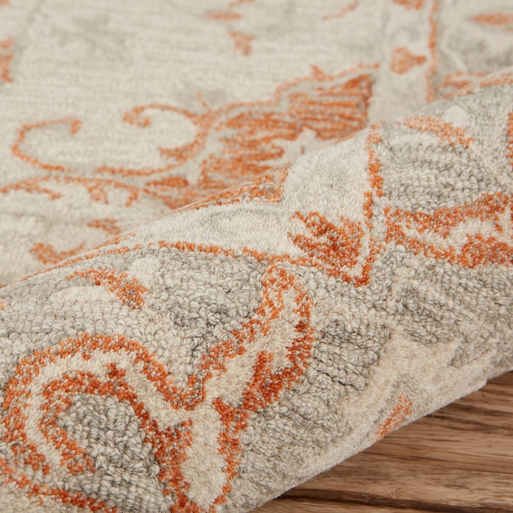 Modern Traditions Wool Area Rug Indoor in Orange/Gray, 9' x 12'. Picture 5