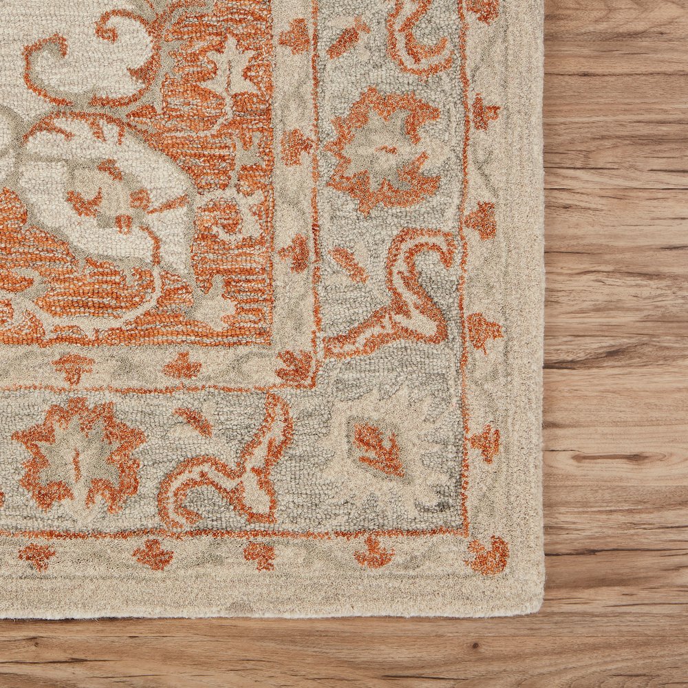 Modern Traditions Wool Area Rug Indoor in Orange/Gray, 9' x 12'. Picture 6