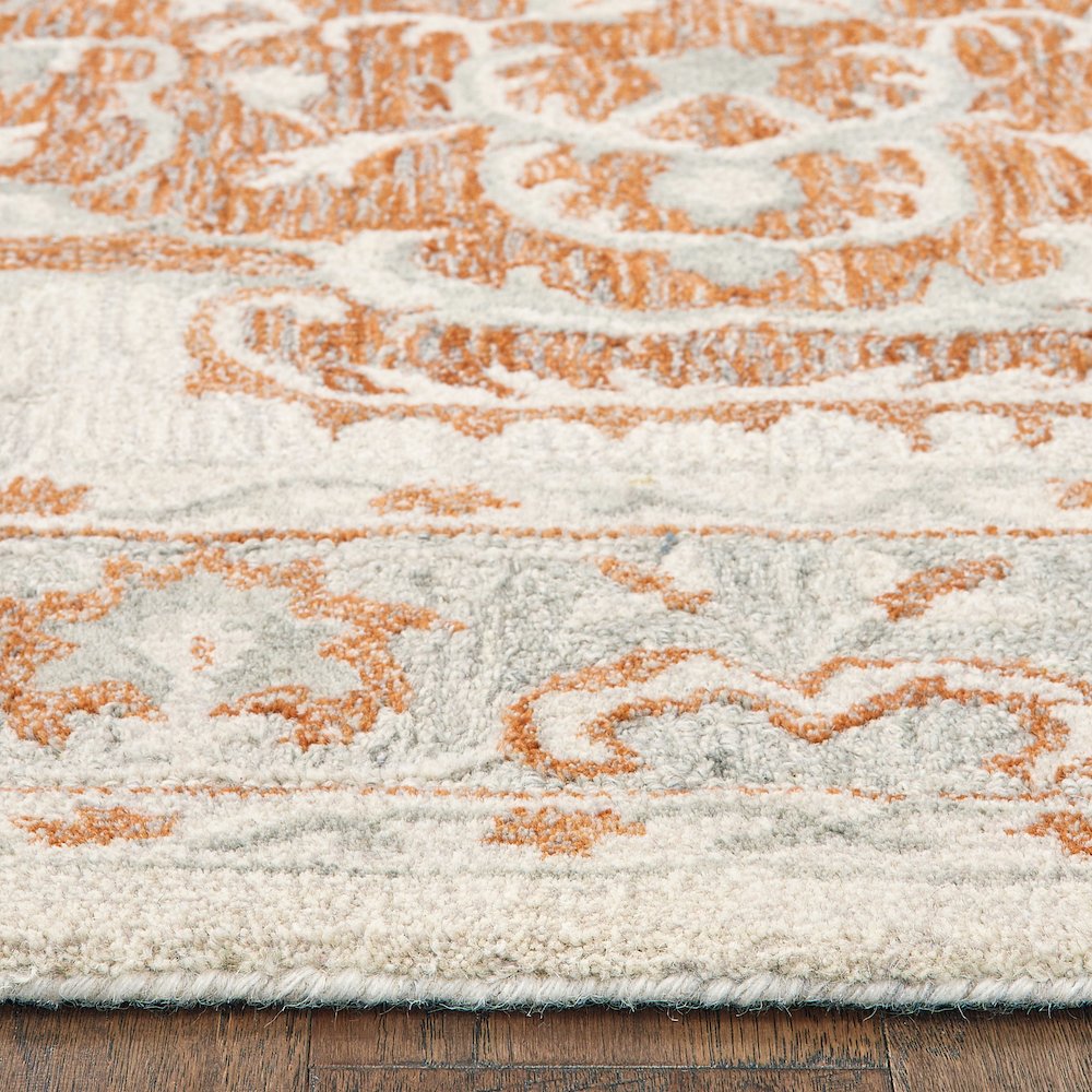 Modern Traditions Wool Area Rug Indoor in Orange/Gray, 9' x 12'. Picture 7