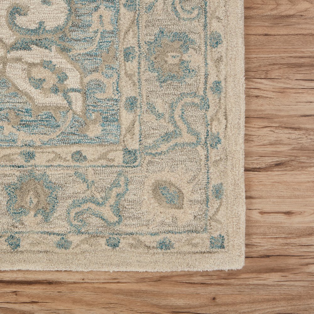 Modern Traditions Wool Area Rug Indoor in Blue/Gray, 9' x 12'. Picture 6