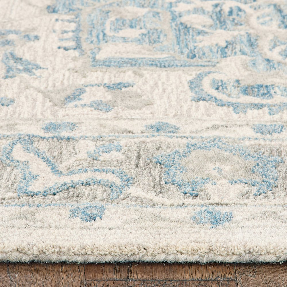 Modern Traditions Wool Area Rug Indoor in Blue/Gray, 9' x 12'. Picture 7