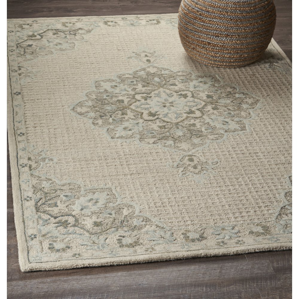 Modern Traditions Wool Area Rug Indoor in Ivory, 9' x 12'. Picture 2