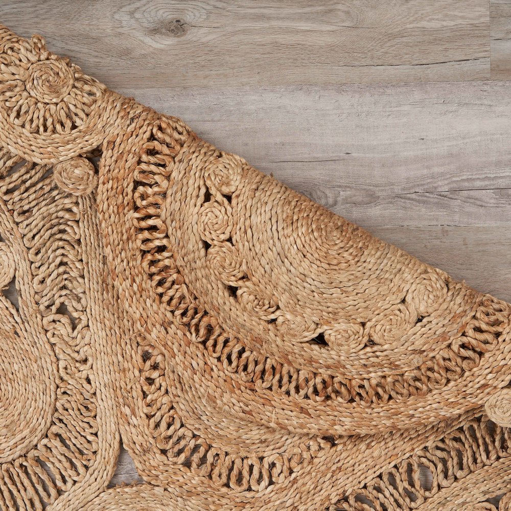 Boutique Jute Jute Area Rug Indoor in Tan/Brown, 7'6" Round. Picture 5