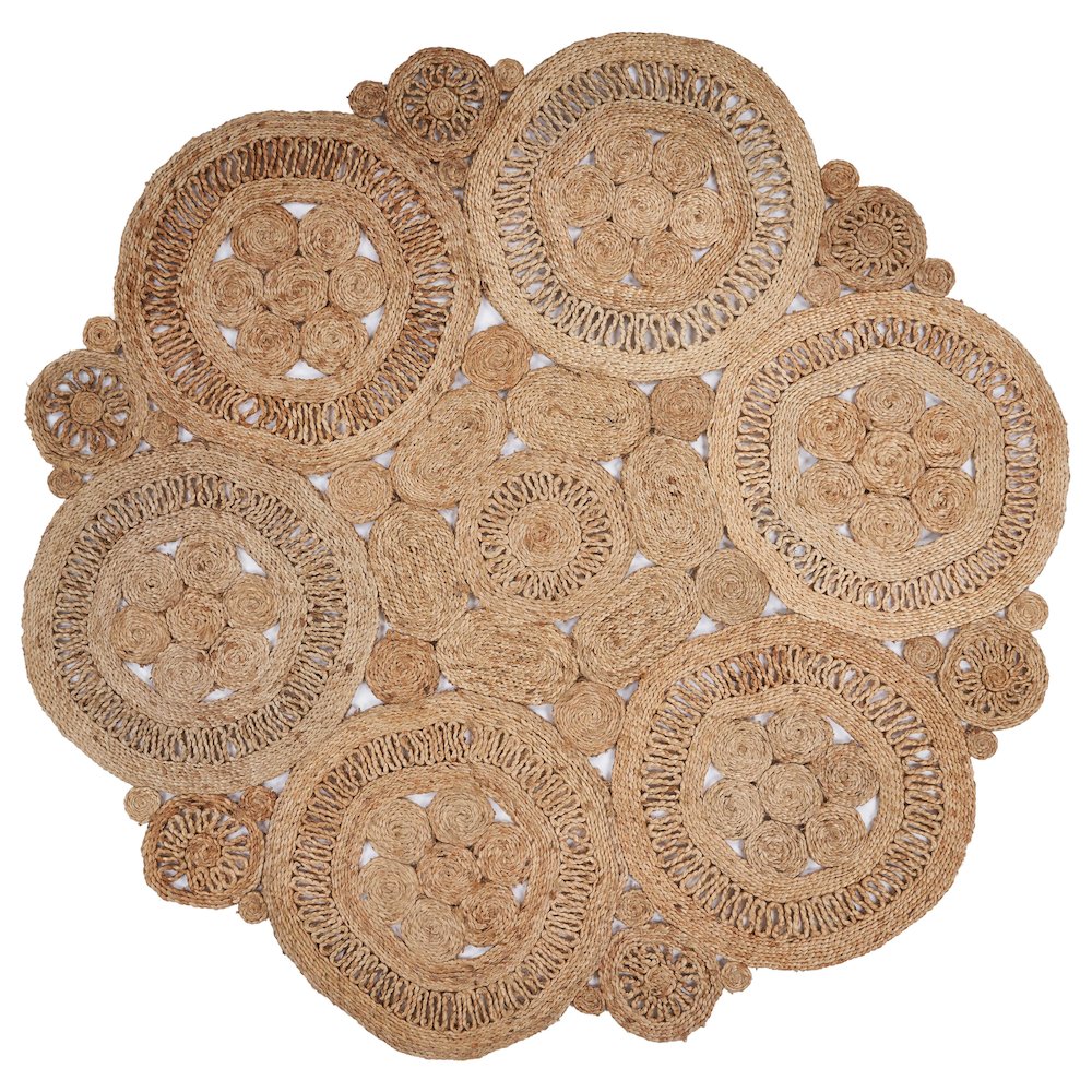 Boutique Jute Jute Area Rug Indoor in Tan/Brown, 7'6" Round. Picture 1