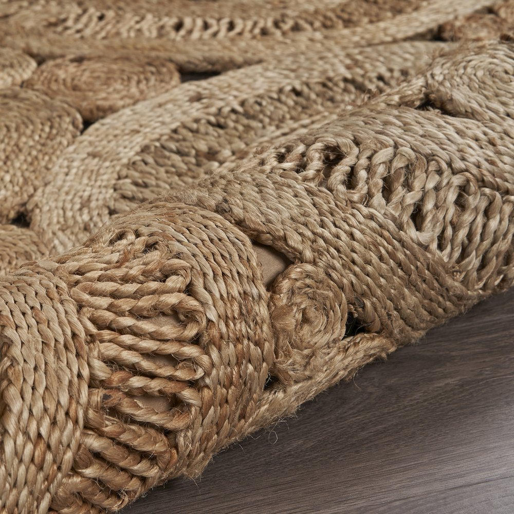 Boutique Jute Jute Area Rug Indoor in Tan/Brown, 7'6" Round. Picture 3