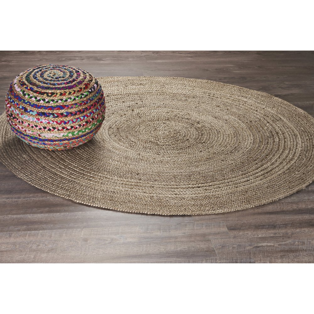 Boutique Jute Jute Area Rug Indoor in Tan/Gray, 7'6" Round. Picture 8