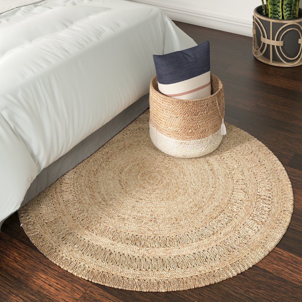 Boutique Jute Jute Area Rug Indoor in Tan/Brown, 7'6" Round. Picture 2