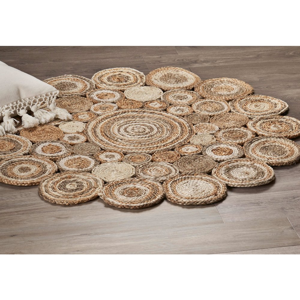 Boutique Jute Jute Area Rug Indoor in Brown/Ivory, 7'6" Round. Picture 2