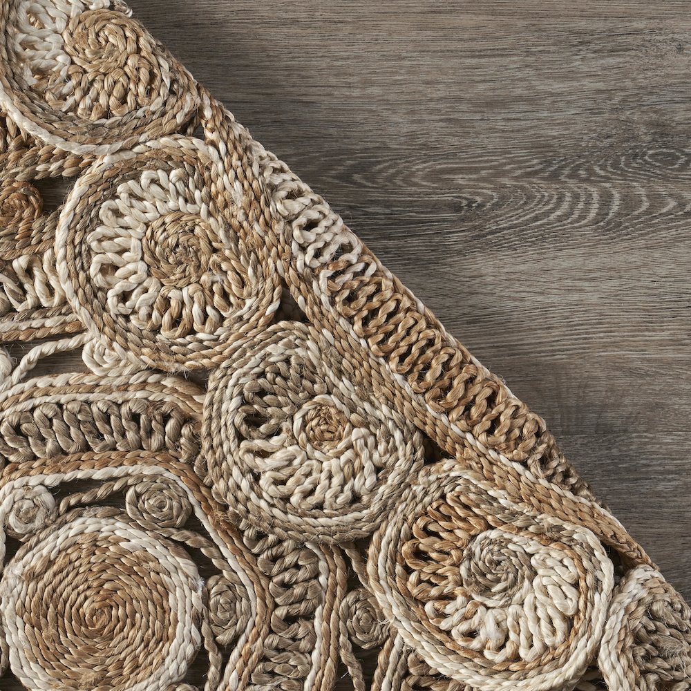 Boutique Jute Jute Area Rug Indoor in Brown/Ivory, 7'6" Round. Picture 4
