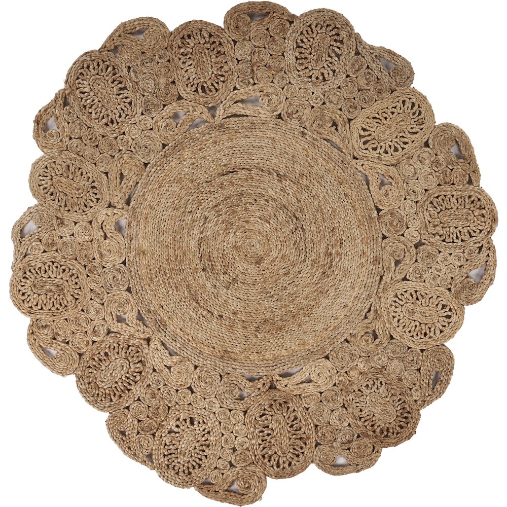 Boutique Jute Jute Area Rug Indoor in Brown/Tan, 7'6" Round. Picture 1