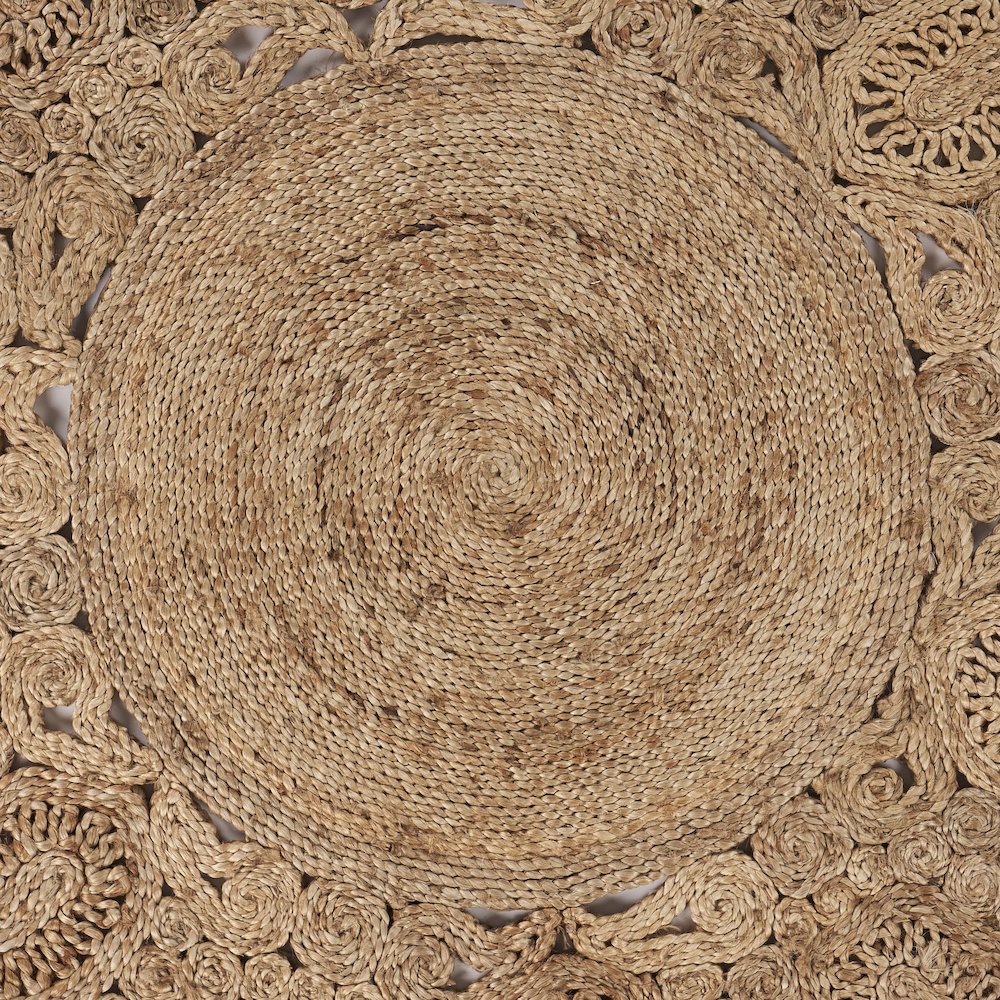 Boutique Jute Jute Area Rug Indoor in Brown/Tan, 6' Round. Picture 2