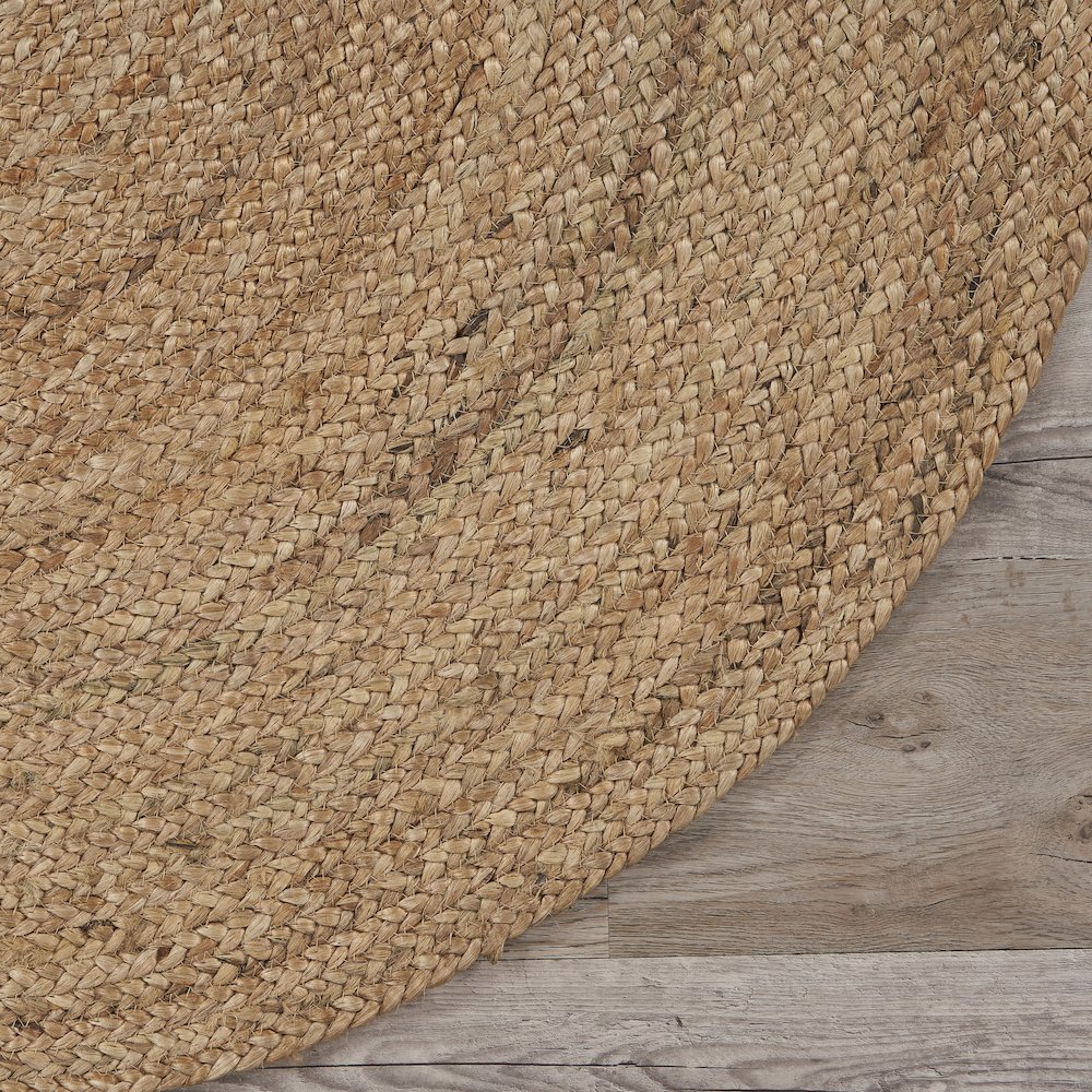 Ox Bay Natural Tan Contemporary Gradient All-Natural Jute Indoor Round Area Rug. Picture 3
