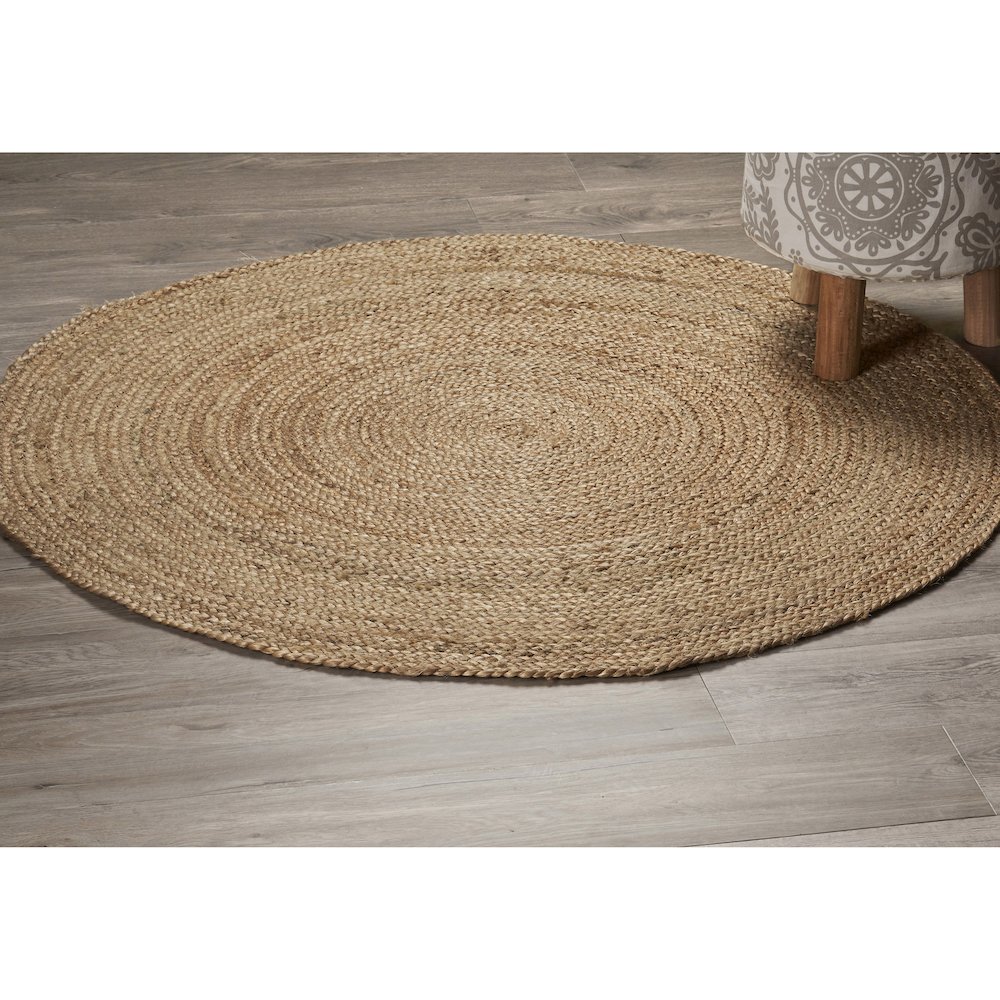 Ox Bay Natural Tan Contemporary Gradient All-Natural Jute Indoor Round Area Rug. Picture 6