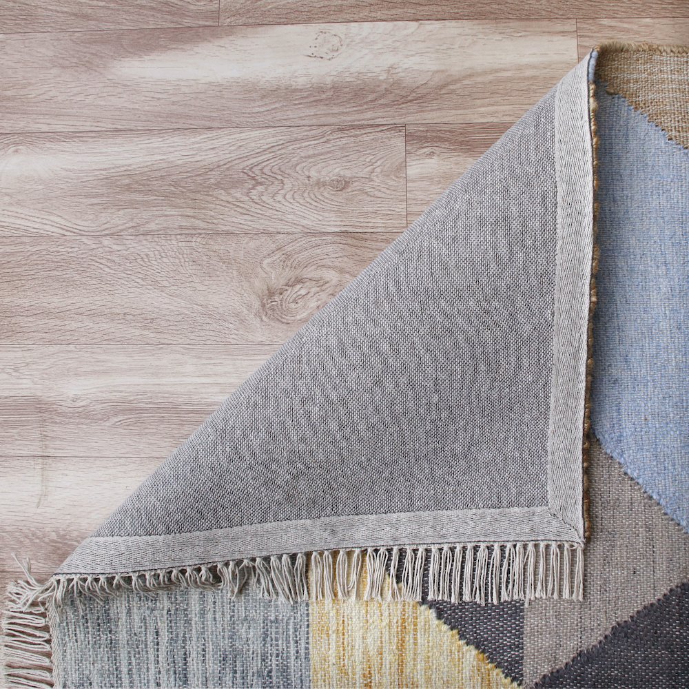 Abstract Overlay Handwoven Jute and Chotton Dhurrie Area Rug. Picture 2