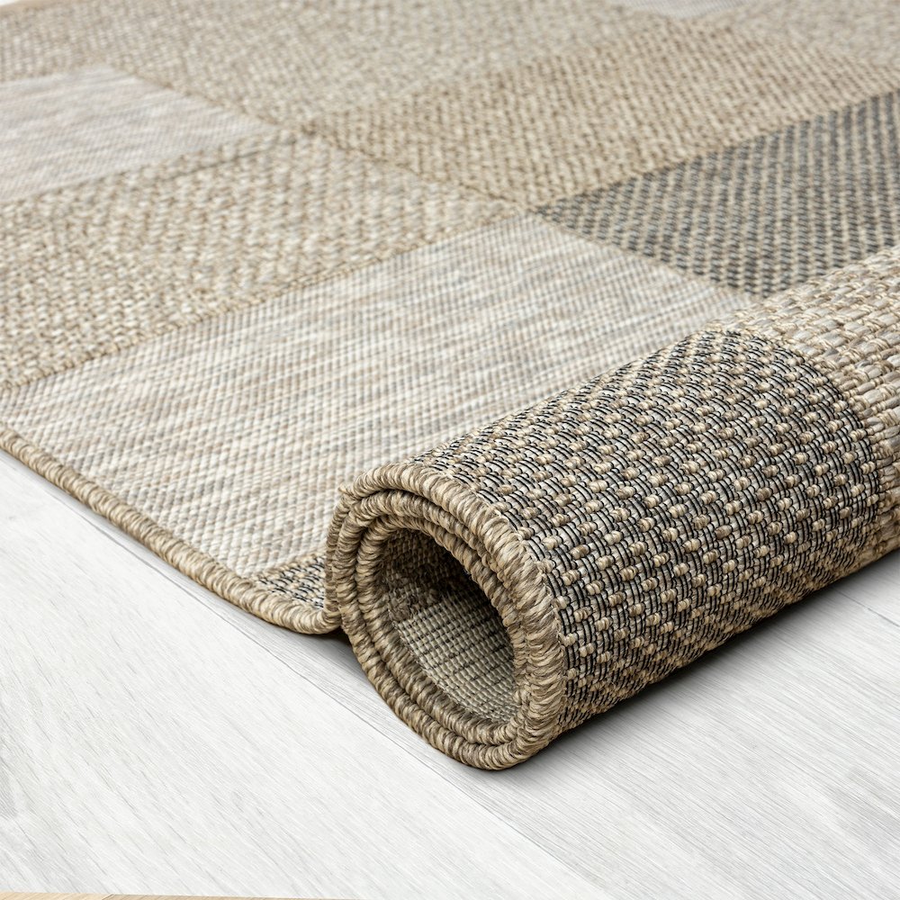 Oslo Modern Color-Block Brown Indoor Outdoor Area Rug. Picture 7