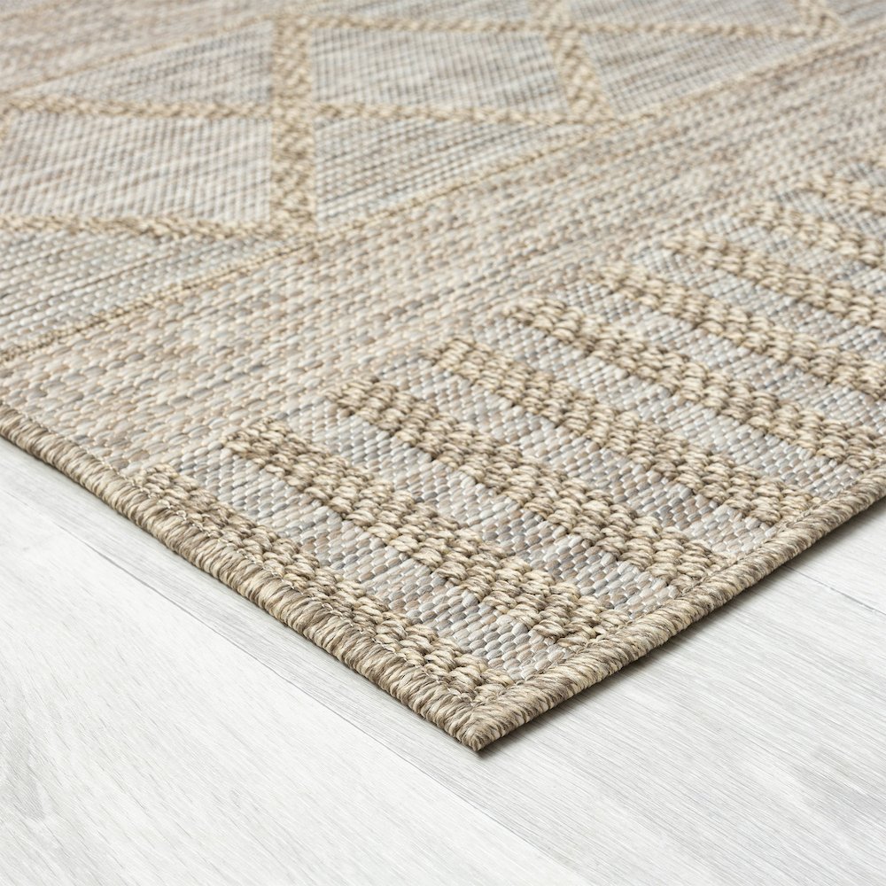 Oslo Contemporary Diamond Brown Indoor Outdoor Area Rug. Picture 3