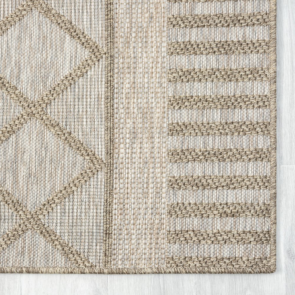 Oslo Contemporary Diamond Brown Indoor Outdoor Area Rug. Picture 5