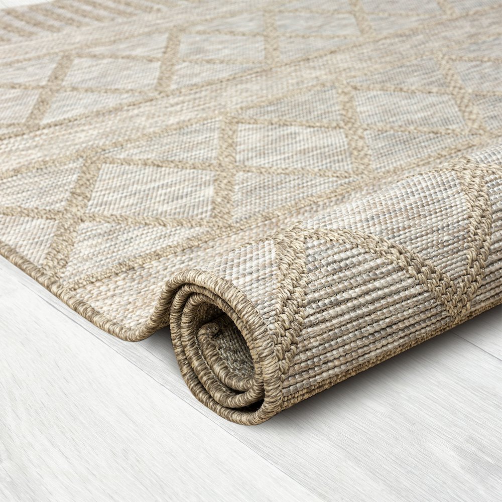 Oslo Contemporary Diamond Brown Indoor Outdoor Area Rug. Picture 9