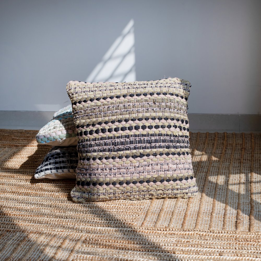 Coil Cotton Blend Pillow Set of 2 in Beige/Brown, 18" x 18". Picture 6