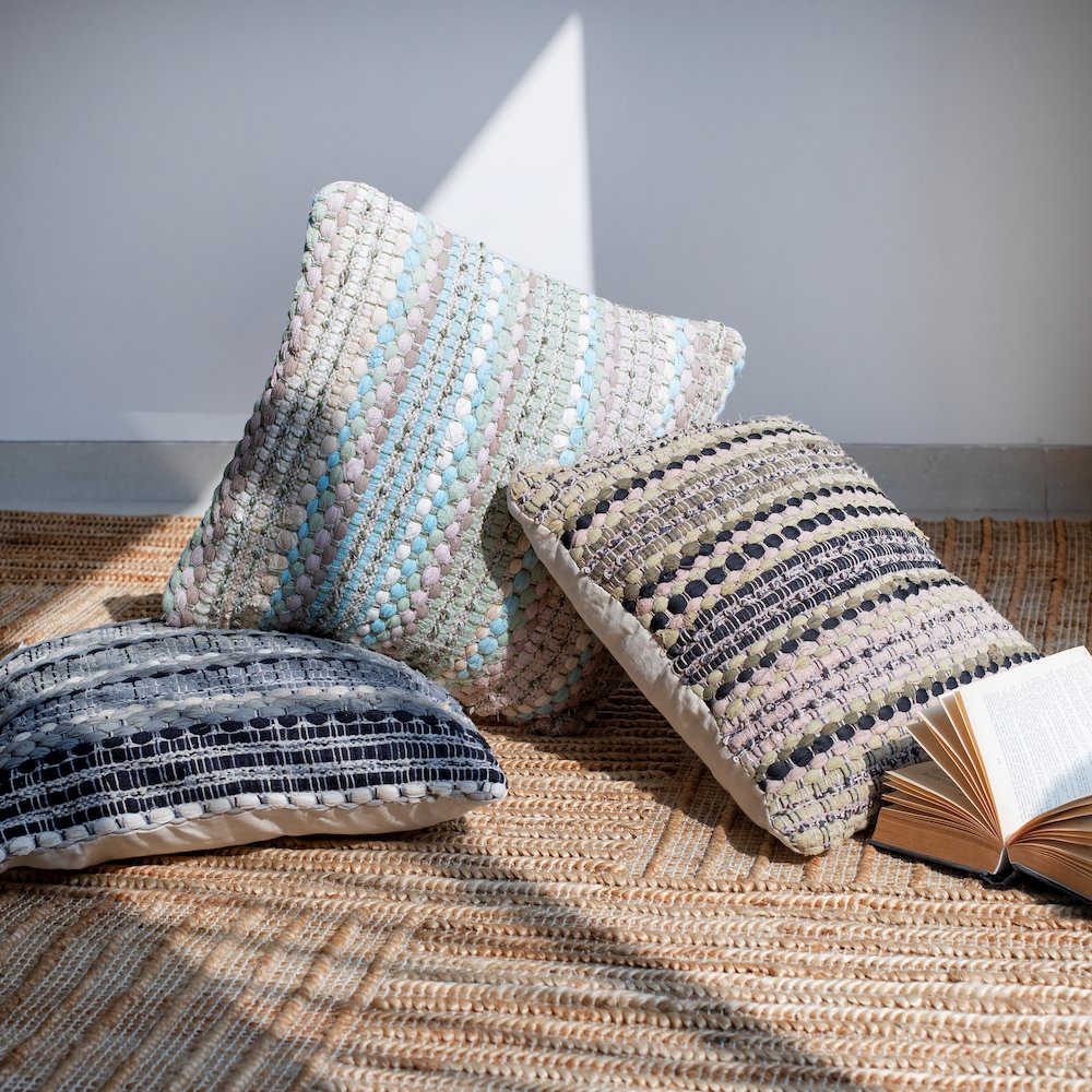 Coil Cotton Blend Pillow Set of 2 in Beige/Brown, 18" x 18". Picture 7