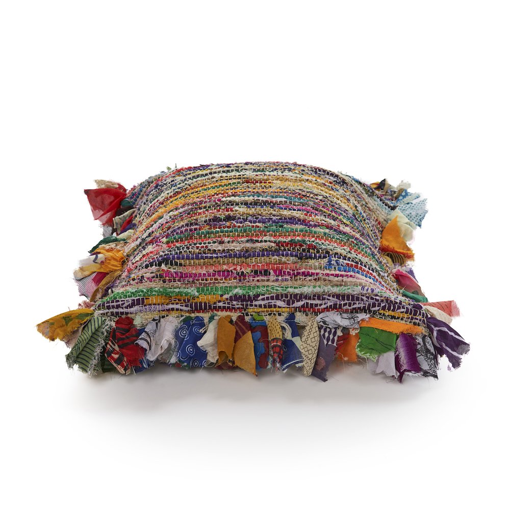 Chindi Recycled PET Pillow Set of 2 in Pink/Blue, 26" x 26". Picture 3