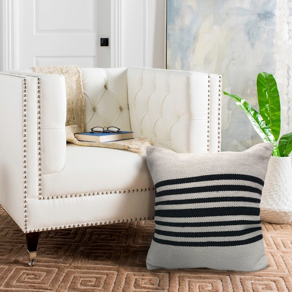 Bold Black Striped Throw Pillow. Picture 6