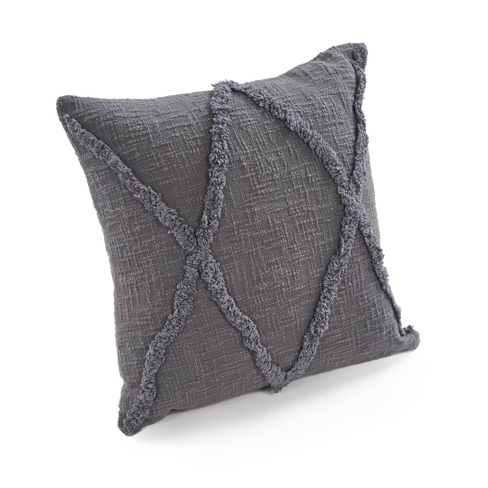Reese Cotton Pillow Set of 2 in Gray, 20" x 20". Picture 6