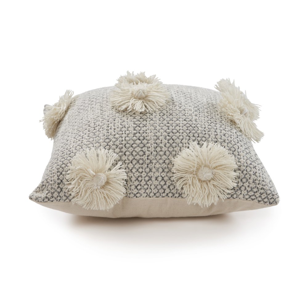 Willow Cotton Pillow Set of 2 in Gray/White, 18" x 18". Picture 2
