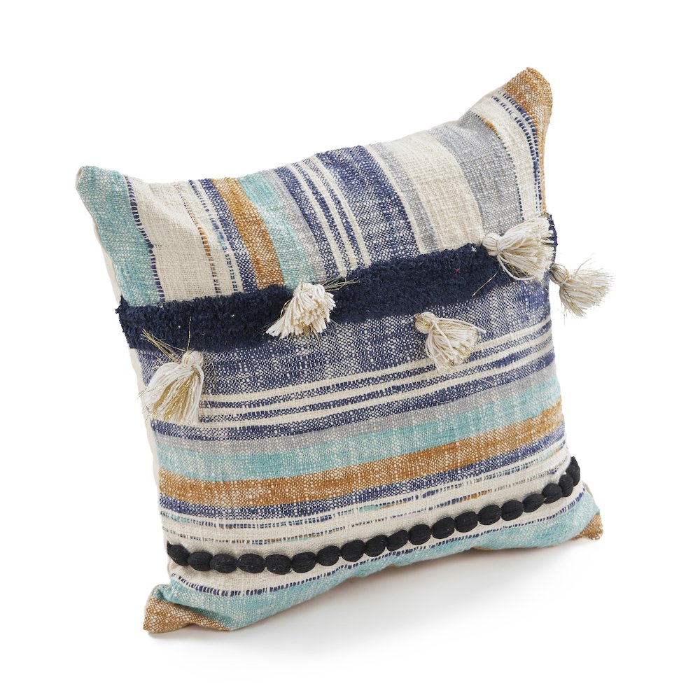 Destin Cotton Pillow Set of 2 in Blue/Multicolored, 18" x 18". Picture 3