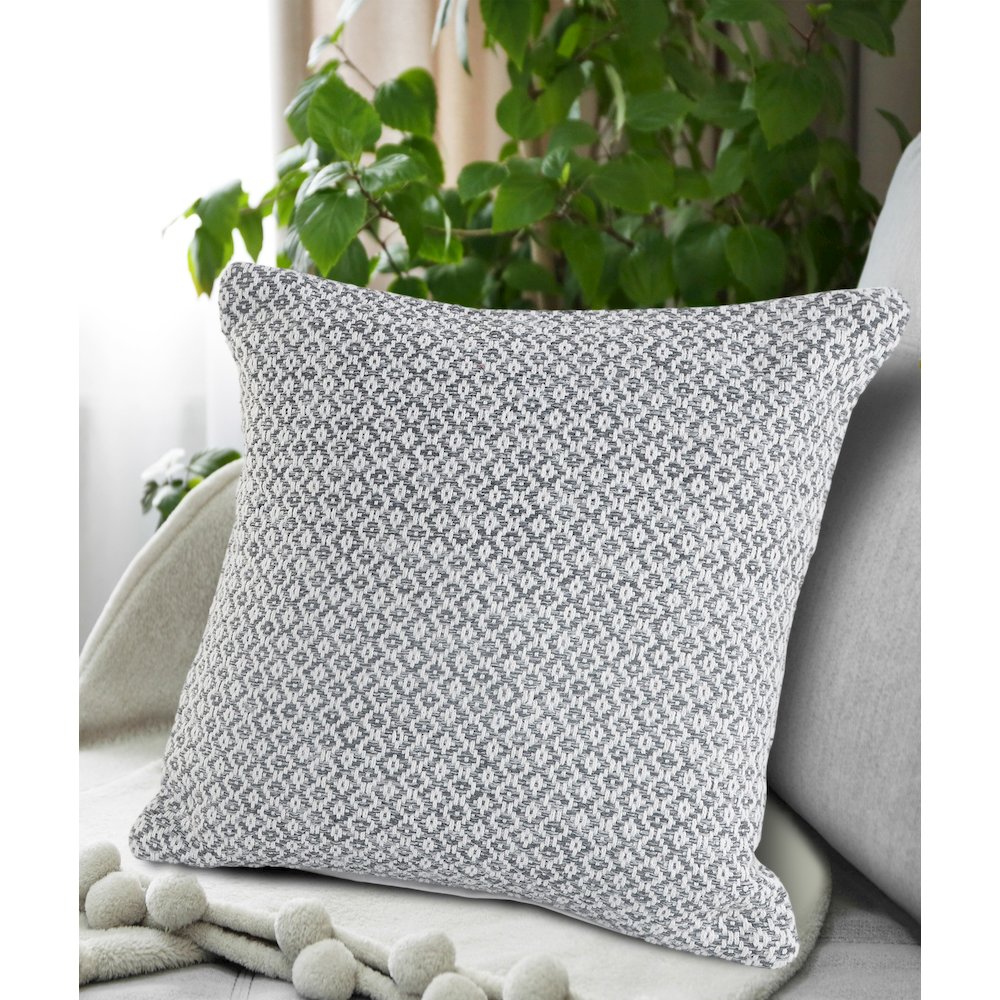 Ox Bay Gray Chevron All-Natural Cotton Square 4 Piece Pillow Cover Set. Picture 2