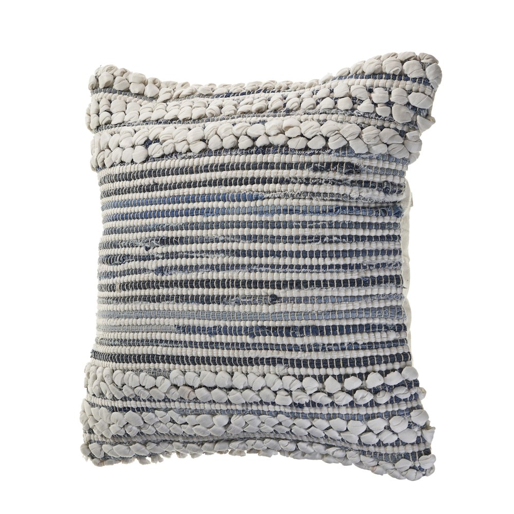 Mindy Cotton Blend Pillow Set of 2 in Blue/Gray, 18" x 18". Picture 3