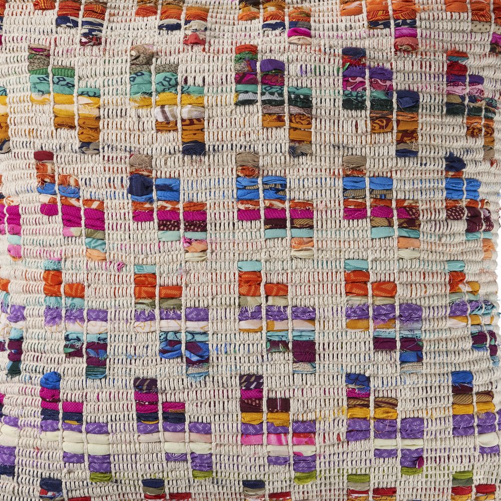 Chindi Cotton Blend Pillow Set of 2 in Multicolored/Tan, 20" x 20". Picture 6